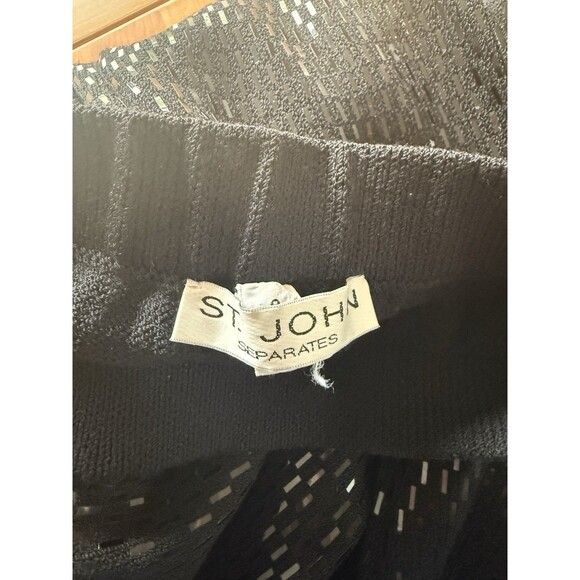 ST JOHN Black Santana Knit Flat Front Trouser Dress Pants, Size 8, Paillettes - Picture 3 of 4